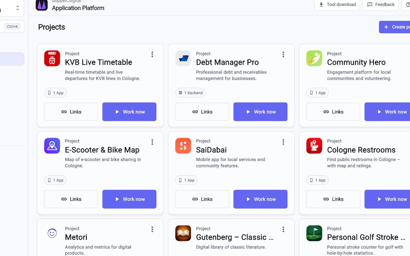 The export summarises what belongs to a project.